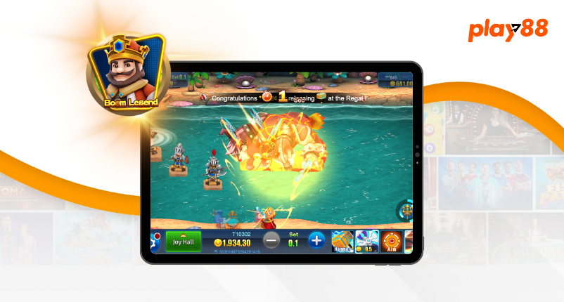 In-game screenshot of Boom Legend by JILI Gaming attacking a dragon.