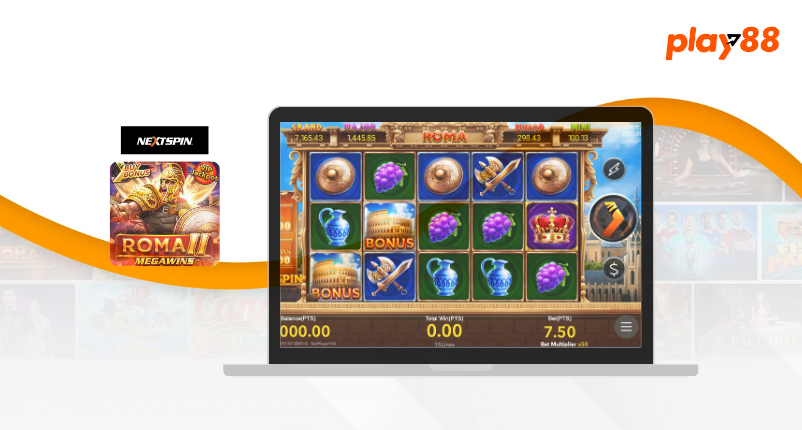 Roma is a Rome-themed 5x3 slot game by NextSpin, with symbols like clay jars, shields, and crowns. 