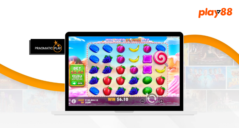 Play88 displays the sweet confectionary symbols of Pragmatic Play's Sugar Rush slot game.